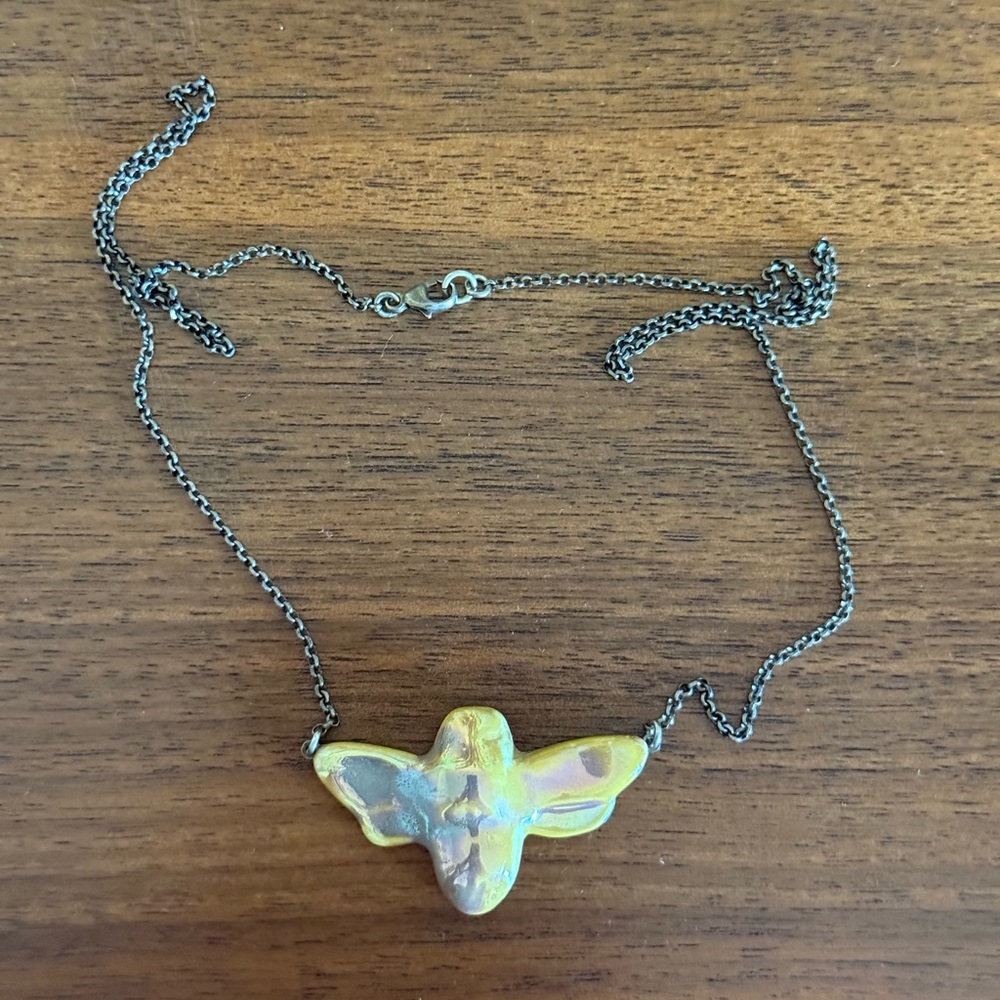 Gold and Silver Bird Pendant Necklace